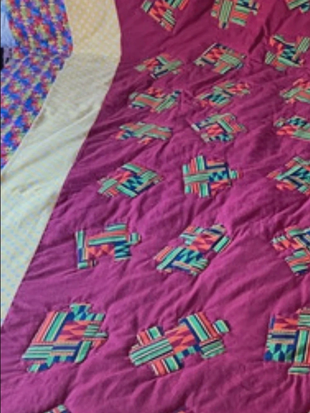 Maroon Patchwork Quilt Throw - Stylish Home Bedding autism awareness